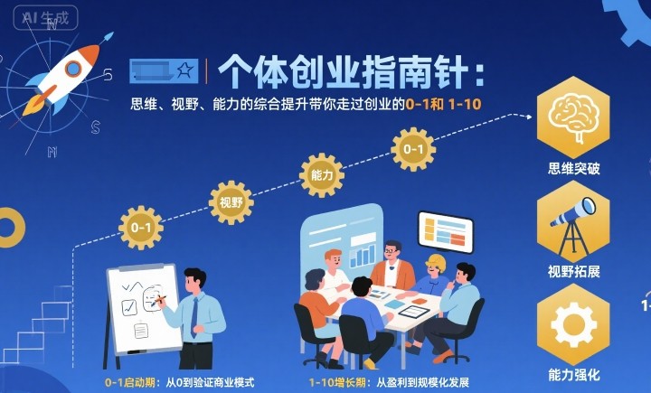 个体创业指南针，思维、视野、能力的综合提升带你走过创业的0-1和1-10【音频】-心思维创富网_网上创业教程_网络创业项目