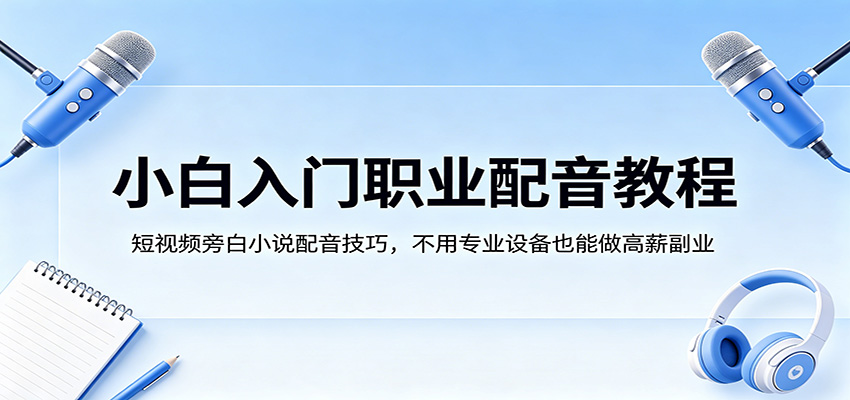 小白入门职业配音教程，短视频旁白小说配音技巧，不用专业设备也能做高薪副业-心思维创富网_网上创业教程_网络创业项目