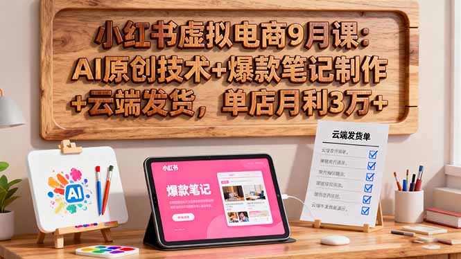 小红书虚拟电商9月课：AI原创技术+爆款笔记制作+云端发货，单店月利3万+-心思维创富网_网上创业教程_网络创业项目