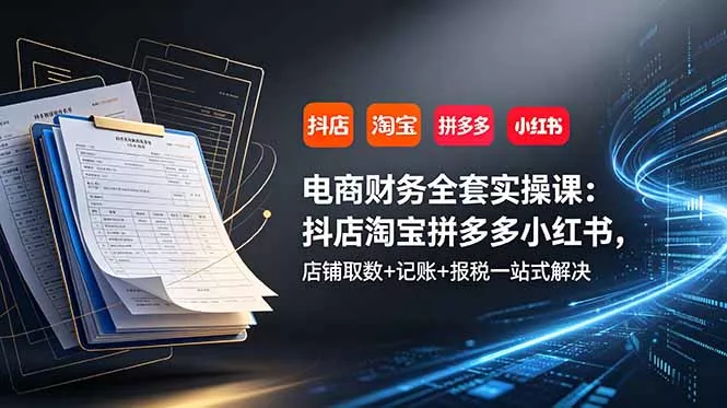 电商财务全套实操课：抖店淘宝拼多多小红书，店铺取数+记账+报税一站式解决-心思维创富网_网上创业教程_网络创业项目