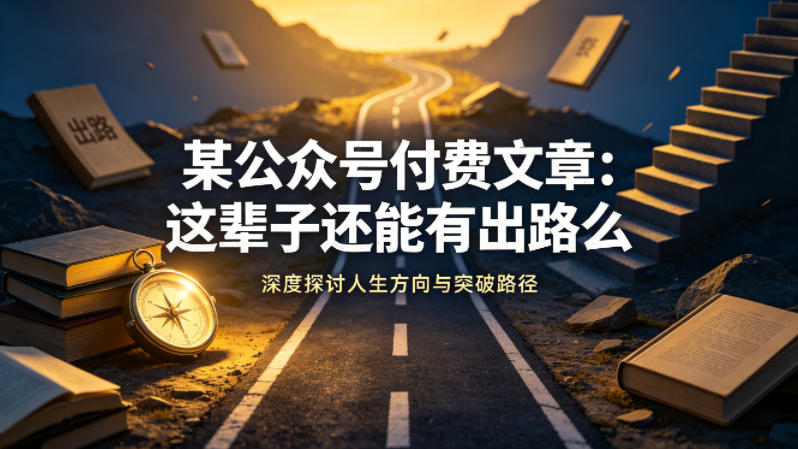 某公众号付费文章：这辈子还能有出路么-心思维创富网_网上创业教程_网络创业项目