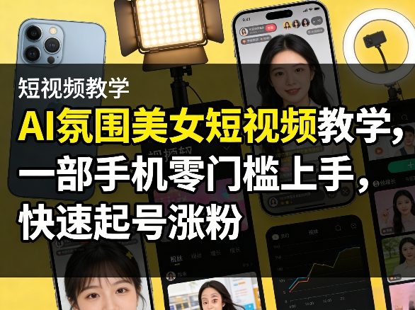 AI氛围美女短视频教学，一部手机零门槛上手，快速起号涨粉-心思维创富网_网上创业教程_网络创业项目