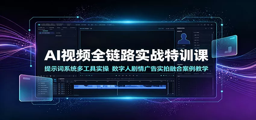 AI视频全链路实战特训课：提示词系统多工具实操，数字人剧情广告实拍融合案例教学-心思维创富网_网上创业教程_网络创业项目
