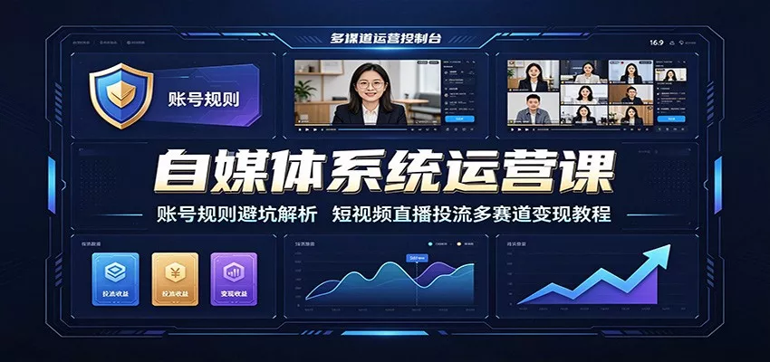 自媒体系统运营课：账号规则避坑解析，短视频直播投流多赛道变现教程-心思维创富网_网上创业教程_网络创业项目