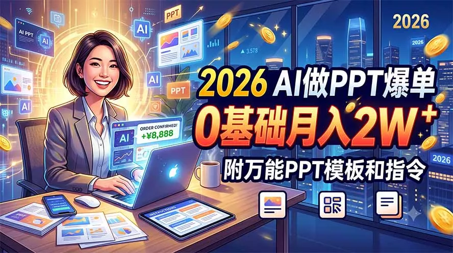 2026 AI做PPT爆单，0基础月入2W，附万能PPT模板和指令-心思维创富网_网上创业教程_网络创业项目