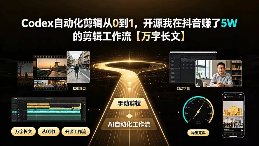 Codex自动化剪辑从0到1，开源我在抖音赚了5W 的剪辑工作流【万字长文】-心思维创富网_网上创业教程_网络创业项目