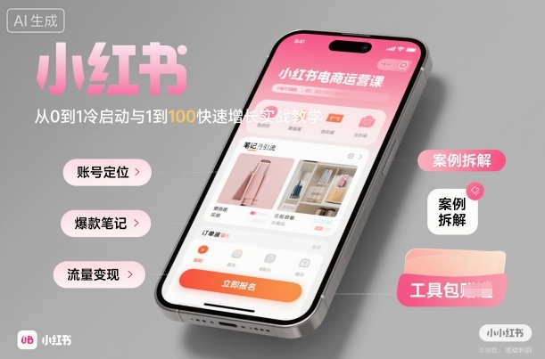 小红书电商运营课：从0到1冷启动与1到100快速增长实战教学-心思维创富网_网上创业教程_网络创业项目