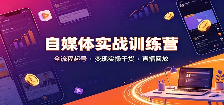 自媒体实战训练营：全流程起号变现实操干货直播回放-心思维创富网_网上创业教程_网络创业项目