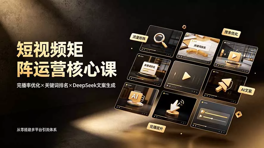 短视频矩阵运营核心课：完播率优化×关键词排名×DeepSeek文案生成，从零搭建多平台引流体系-心思维创富网_网上创业教程_网络创业项目
