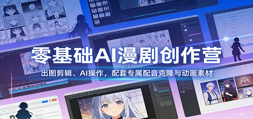 零基础AI漫剧创作营：出图剪辑、AI操作，配套专属配音克隆与动画素材-心思维创富网_网上创业教程_网络创业项目