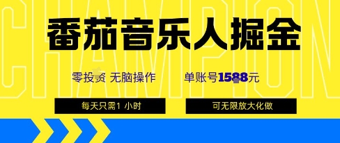 番茄音乐人掘金，单账号最高可撸1k+，可无限矩阵去做，零投入-心思维创富网_网上创业教程_网络创业项目