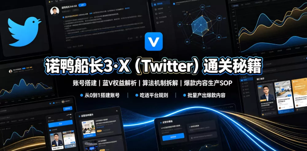 诺鸭船长3·X(Twitter)通关秘籍，涵盖账号搭建、蓝V权益解析、算法机制拆解及爆款内容生产SOP-心思维创富网_网上创业教程_网络创业项目