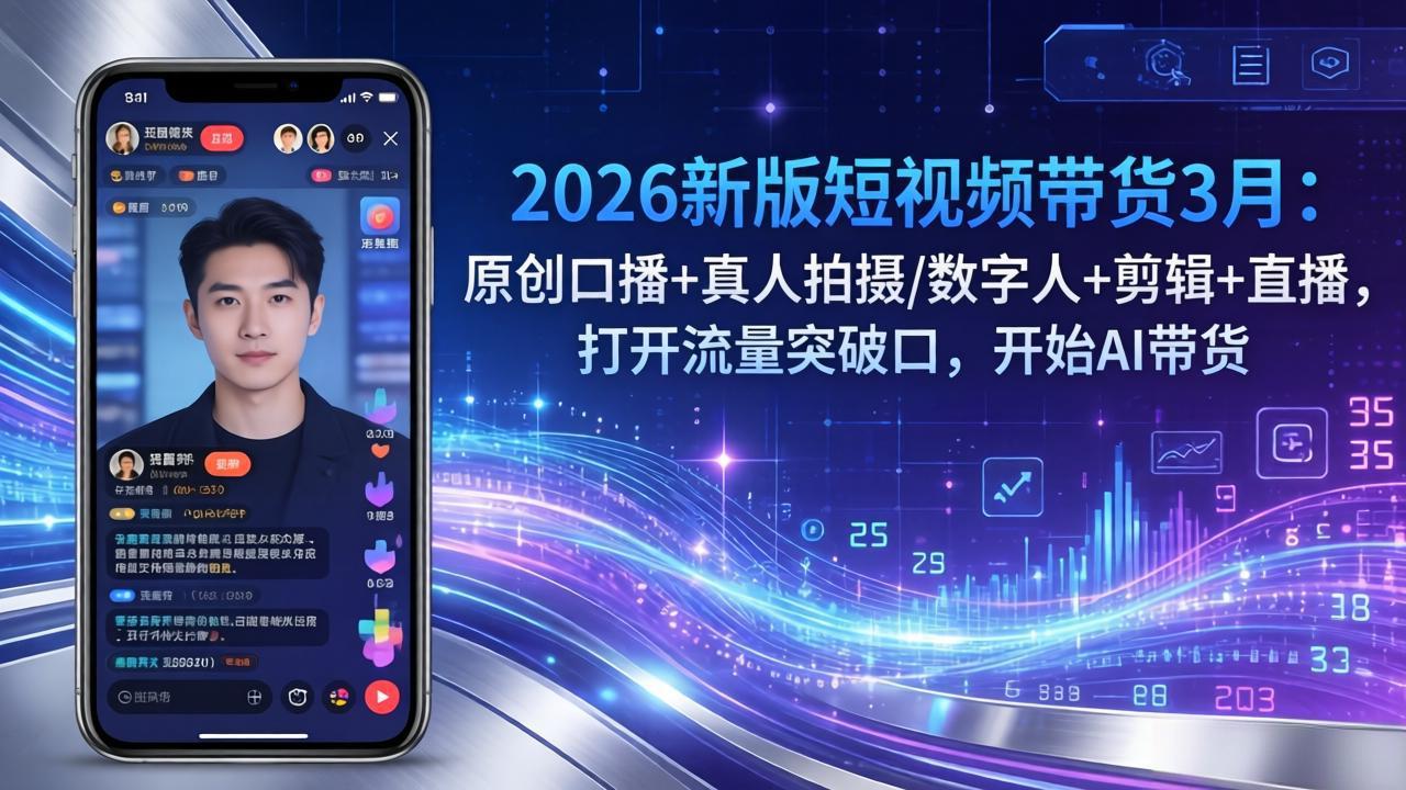 2026新版短视频带货3月：原创口播+真人拍摄/数字人+剪辑+直播，打开流量突破口，开始AI带货-心思维创富网_网上创业教程_网络创业项目