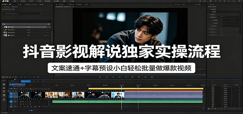 抖音影视解说独家实操流程，文案速通+字幕预设小白轻松批量做爆款视频-心思维创富网_网上创业教程_网络创业项目