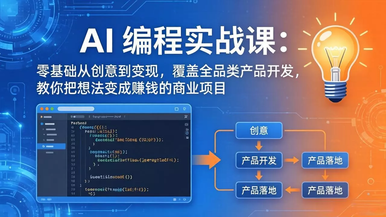AI编程实战课-第三期-5月19更新：零基础从创意到变现，覆盖全品类产品开发，把想法变成赚钱项目-心思维创富网_网上创业教程_网络创业项目