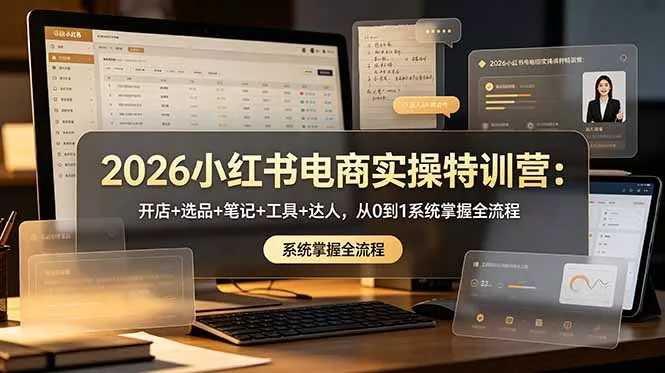 2026小红书电商实操特训营：开店+选品+笔记+工具+达人，从0到1系统掌握全流程-心思维创富网_网上创业教程_网络创业项目