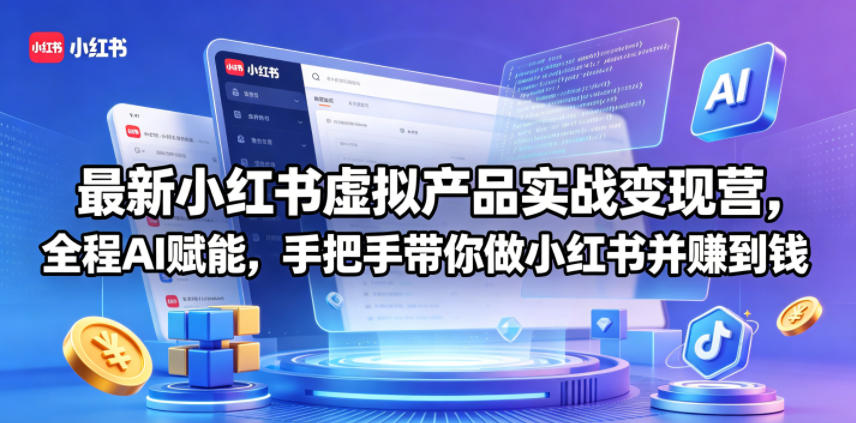 最新小红书虚拟产品实战变现营，全程AI赋能，手把手带你做小红书并赚到钱-心思维创富网_网上创业教程_网络创业项目