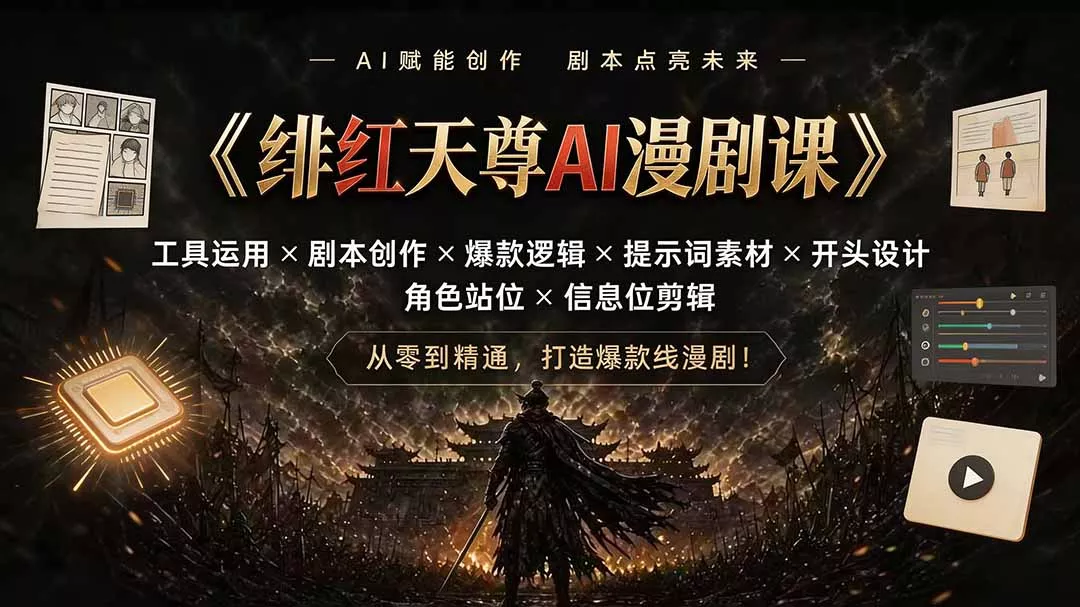 绯红天尊AI漫剧课｜工具运用×剧本创作×爆款逻辑×提示词素材×开头设计×角色站位×信息位剪辑-心思维创富网_网上创业教程_网络创业项目