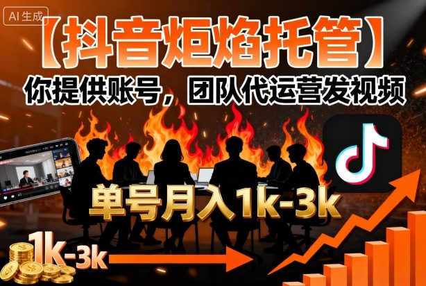【抖音炬焰托管】你提供账号，团队代运营发视频，单号月入1k+【揭秘】-心思维创富网_网上创业教程_网络创业项目
