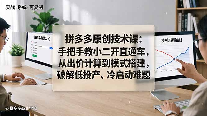 拼多多原创技术课：手把手教小二开直通车，从出价计算到模式搭建，破解低投产、冷启动难题-心思维创富网_网上创业教程_网络创业项目