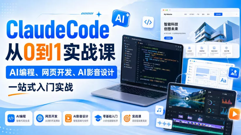 ClaudeCode从0到1实战课，AI编程、网页开发、AI影音设计一站式入门实战-心思维创富网_网上创业教程_网络创业项目