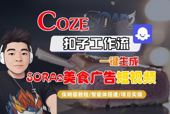 Coze扣子智能体工作流一键生成“SORA2美食广告“短视频，全流程保姆级教学-心思维创富网_网上创业教程_网络创业项目