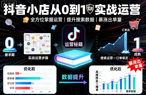 抖音小店从0到1实战运营，帮你全方位掌握小店运营，提升搜索数据与出单量-心思维创富网_网上创业教程_网络创业项目