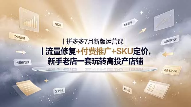 2026拼多多掘金运营私教大课-7月，流量推广定价申诉全覆盖，一套打法稳定店铺长期出单-心思维创富网_网上创业教程_网络创业项目