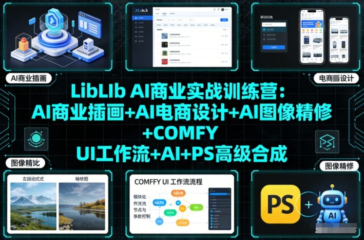 LibLIb AI商业实战训练营：AI商业插画+AI电商设计+AI图像精修+COMFY UI工作流+AI+PS高级合成-心思维创富网_网上创业教程_网络创业项目