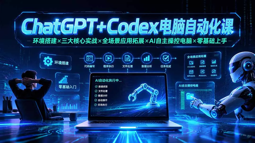 ChatGPT+Codex电脑自动化课：环境搭建×三大核心实战×全场景应用拓展×AI自主操控电脑×零基础上手-心思维创富网_网上创业教程_网络创业项目
