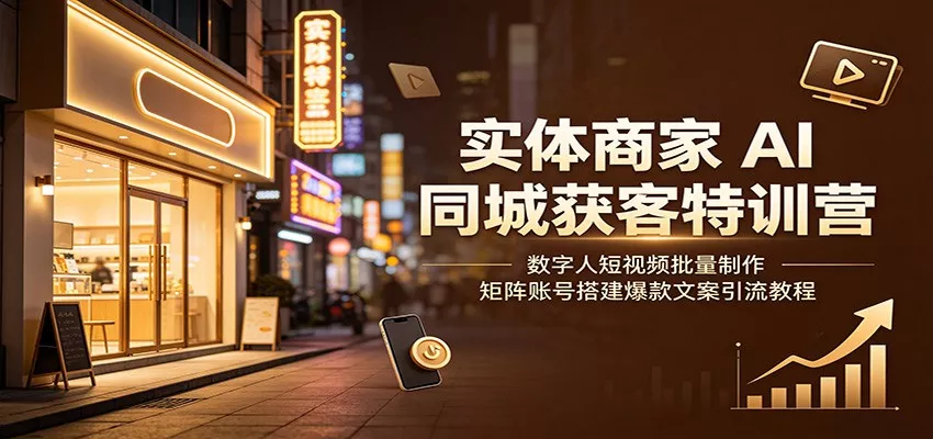 实体商家AI同城获客特训营：数字人短视频批量制作，矩阵账号搭建爆款文案引流教程-心思维创富网_网上创业教程_网络创业项目