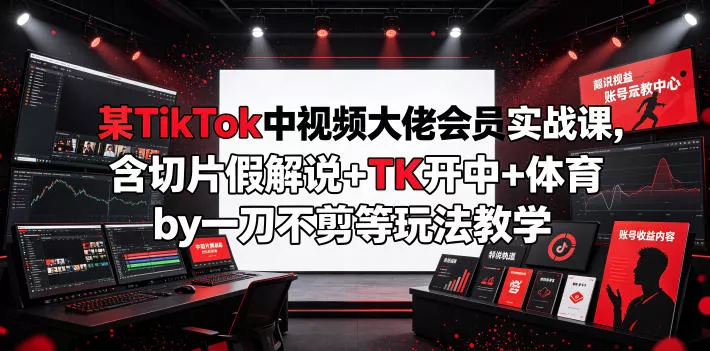 某TikTok中视频大佬会员实战课，含切片假解说+TK开中+体育by一刀不剪等玩法教学-心思维创富网_网上创业教程_网络创业项目