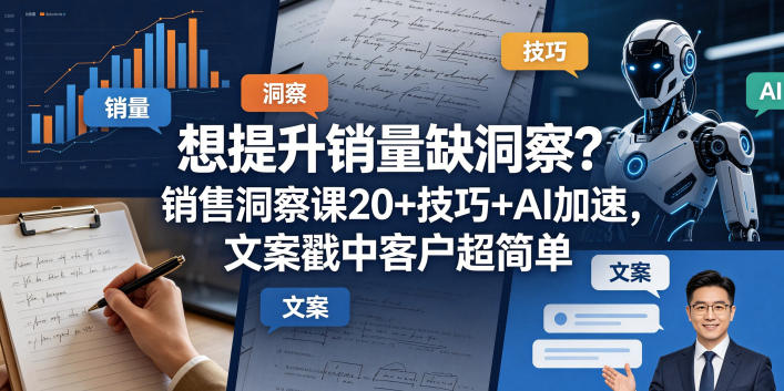 想提升销量缺洞察？销售洞察课20+技巧+AI加速，文案戳中客户超简单【原创双语字幕】-心思维创富网_网上创业教程_网络创业项目