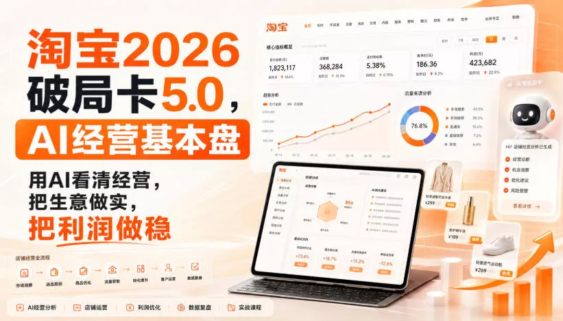 智篆商业-淘宝2026破局卡5.0，AI经营基本盘，用AI看清经营，把生意做实，把利润做稳-心思维创富网_网上创业教程_网络创业项目
