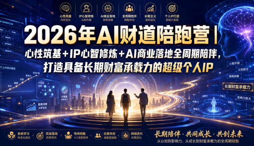2026年AI财道陪跑营｜心性筑基+IP心智修炼+AI商业落地全周期陪伴，打造具备长期财富承载力的超级个人IP-心思维创富网_网上创业教程_网络创业项目