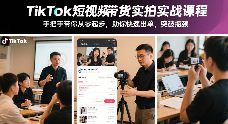 TikTok短视频带货实拍实战课程，手把手带你从零起步，助你快速出单，突破瓶颈-心思维创富网_网上创业教程_网络创业项目