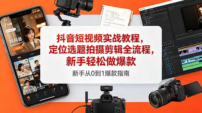 抖音短视频实战教程，定位选题拍摄剪辑全流程，新手轻松做爆款-心思维创富网_网上创业教程_网络创业项目