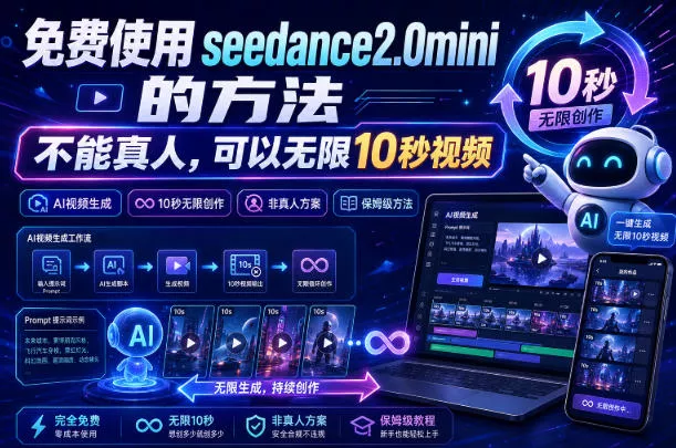 免费使用seedance2.0mini的方法，不能真人，可以无限10秒视频，9图+3音频参考-心思维创富网_网上创业教程_网络创业项目