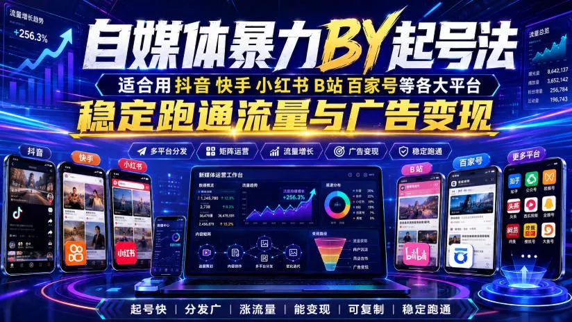 自媒体暴力搬运起号法，适合用抖音快手小红书B站百家号等各大平台，稳定跑通流量与广告变现-心思维创富网_网上创业教程_网络创业项目