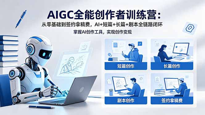 AIGC全能创作者训练营：从零基础到签约拿稿费，AI+短篇+长篇+剧本全链路闭环-心思维创富网_网上创业教程_网络创业项目