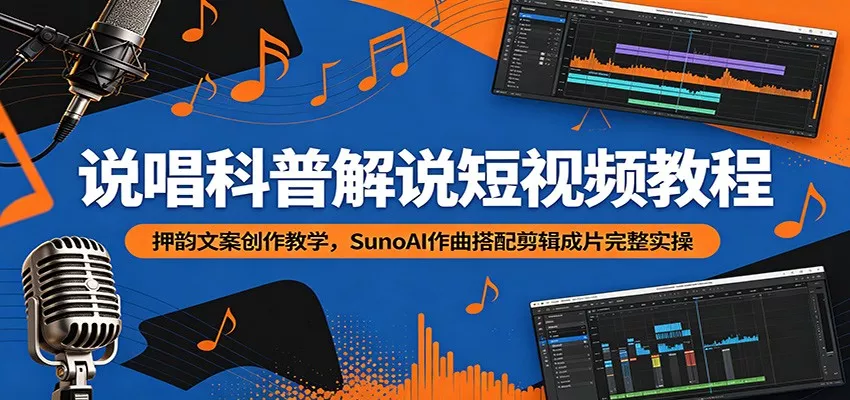 说唱科普解说短视频教程：押韵文案创作教学，SunoAI作曲搭配剪辑成片完整实操-心思维创富网_网上创业教程_网络创业项目