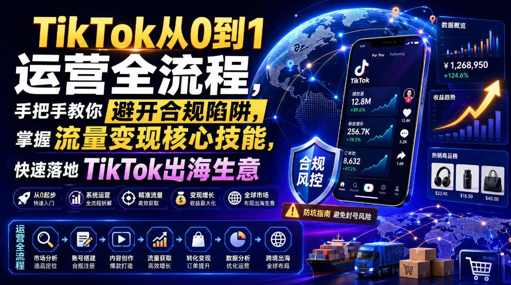 TikTok从0到1运营全流程，手把手教你避开合规陷阱，掌握流量变现核心技能，快速落地TikTok出海生意(更新8月)-心思维创富网_网上创业教程_网络创业项目