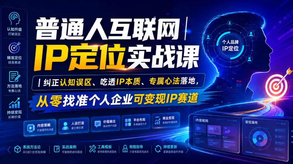 普通人互联网IP定位实战课｜纠正认知误区、吃透IP本质、专属心法落地，从零找准个人企业可变现IP赛道-心思维创富网_网上创业教程_网络创业项目