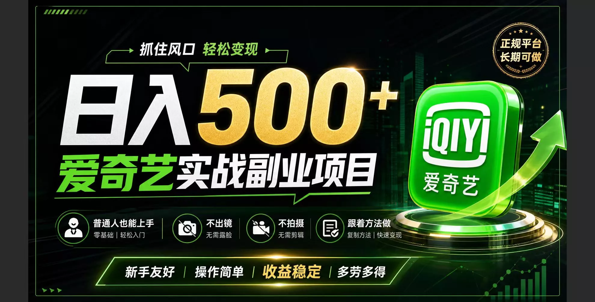 普通人必做的爱奇艺赛道变现!稳定日500+,翻身的机会真来了!抓住风口！-心思维创富网_网上创业教程_网络创业项目