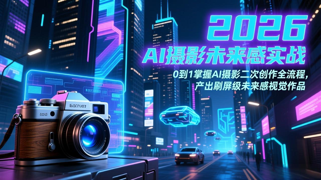 2026 AI摄影未来感实战：0到1掌握AI摄影二次创作全流程，产出刷屏级未来感视觉作品-心思维创富网_网上创业教程_网络创业项目