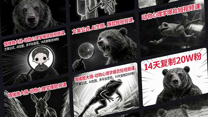 情绪放大镜-动物心理学爆款短视频课，文案公式、AI生图、多平台变现，14天复制20W粉-心思维创富网_网上创业教程_网络创业项目
