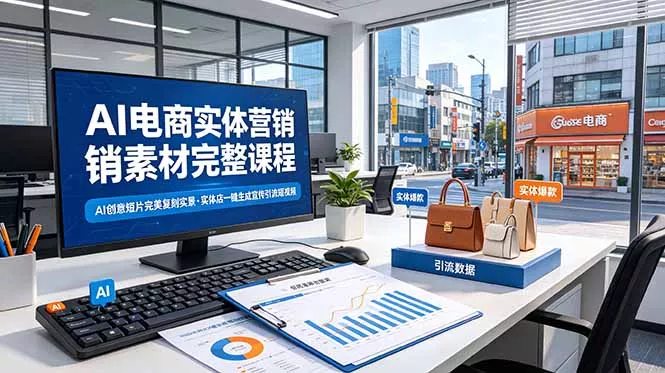 AI电商实体营销素材完整课程，AI创意短片完美复刻实景，实体店一键生成宣传引流短视频-心思维创富网_网上创业教程_网络创业项目