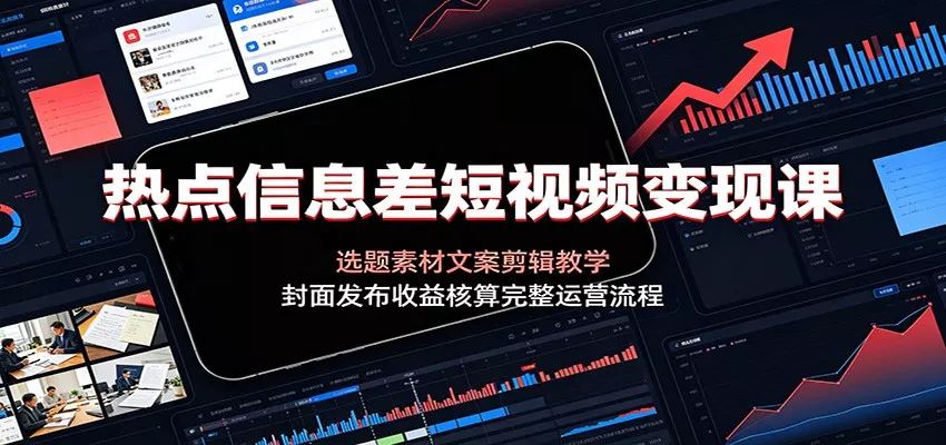 热点信息差短视频变现课：选题素材文案剪辑教学，封面发布收益核算完整运营流程-心思维创富网_网上创业教程_网络创业项目