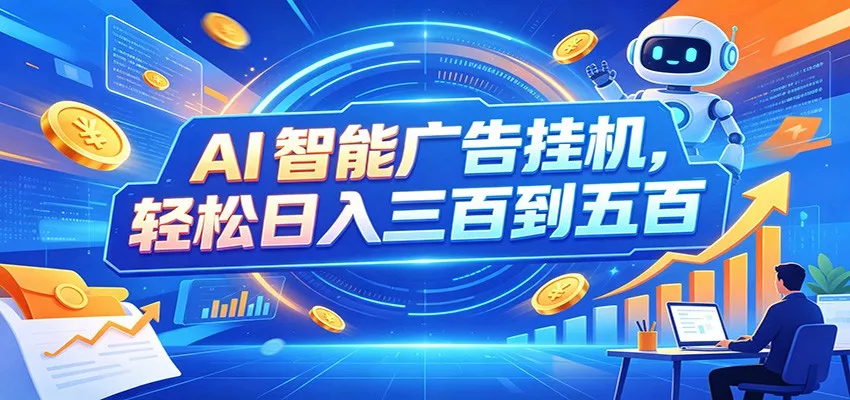 AI智能广告挂机，24小时自动跑，日入300-500，新手零门槛-心思维创富网_网上创业教程_网络创业项目