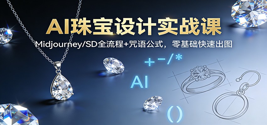 AI珠宝设计实战课：Midjourney/SD全流程+咒语公式，零基础快速出图-心思维创富网_网上创业教程_网络创业项目
